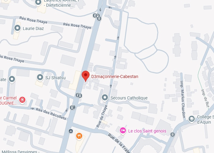 D3maçonnerie-Cabestan : Carte de localisation près de la Rue de l'Haye Localisation de D3maçonnerie-Cabestan sur une carte des rues. Visible : Rue de l'Haye, Rés des Récollets, Secours Catholique et SJ Shiatsu.