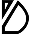 Symbole abstrait noir et blanc, très contrasté, montrant une forme angulaire avec des bords dentelés et pixelisés, évoquant une flamme ou une pointe.
